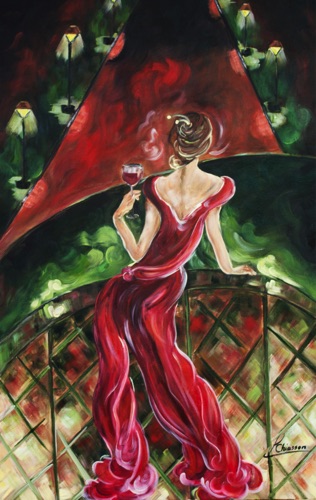 Evening Wine In A Red Dress - 24 x 36